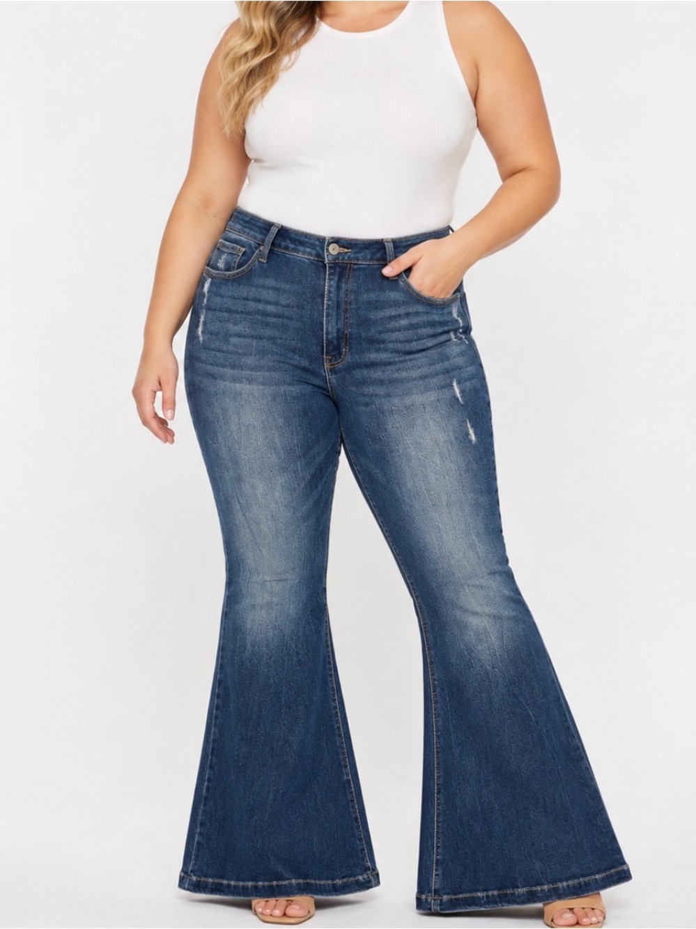 Kancan Ultra High Rise Super Flare Bellbottoms Jeans Plus Size 34